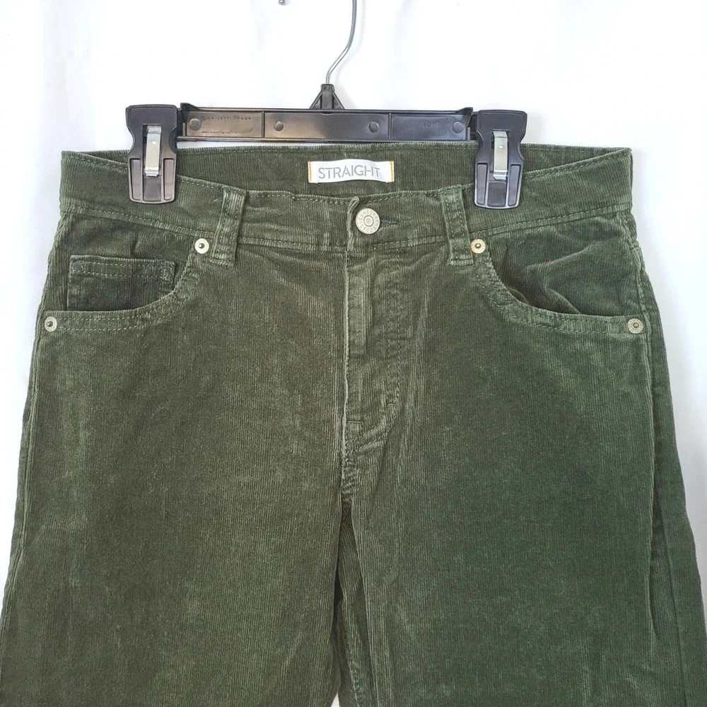 Gymboree Boys Olive Green Straight Leg Preppy Adjustable Waist Corduroy Pants 12